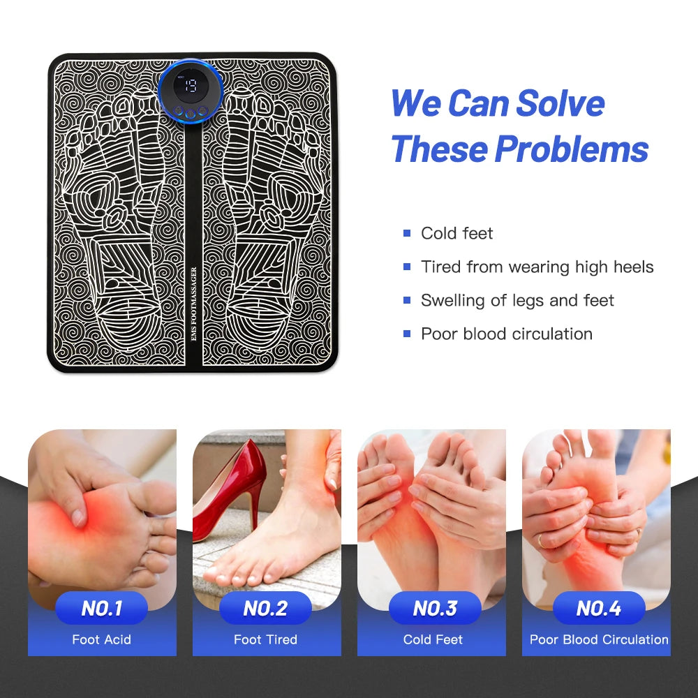EMS Electric Foot Massager Pad – Relieve Fatigue & Improve Circulation