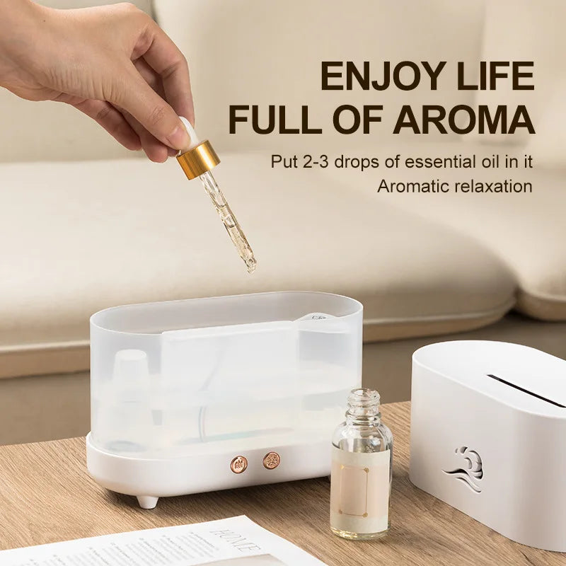 Flame Air Humidifier 225ml Home Electric Ultrasonic Aroma Can Be added Essential Oil  With 7 Color LED Mist Sprayer