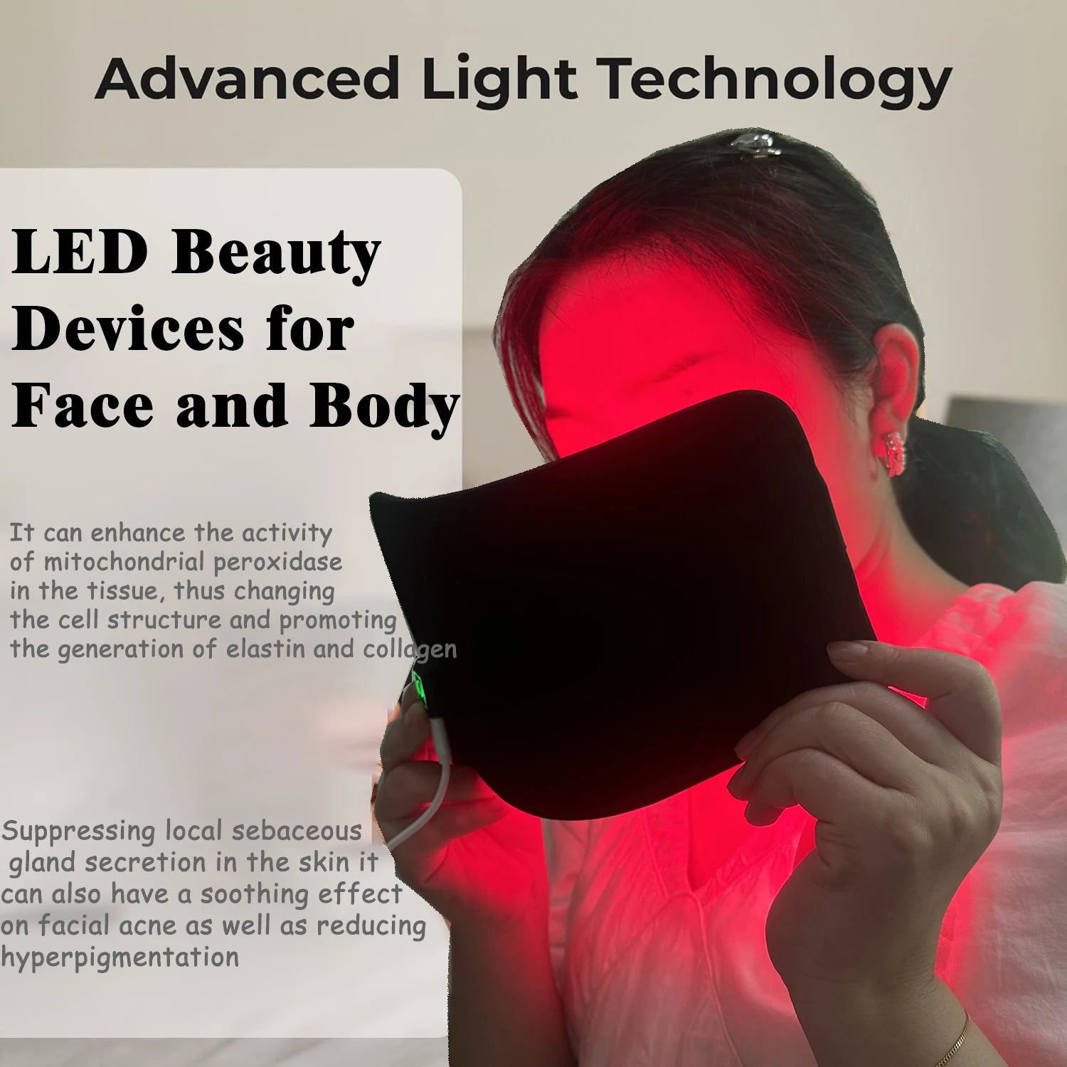 Red & Infrared Light Therapy Pad – 660nm & 850nm Wearable Wrap for Face, Body & Joint Relief