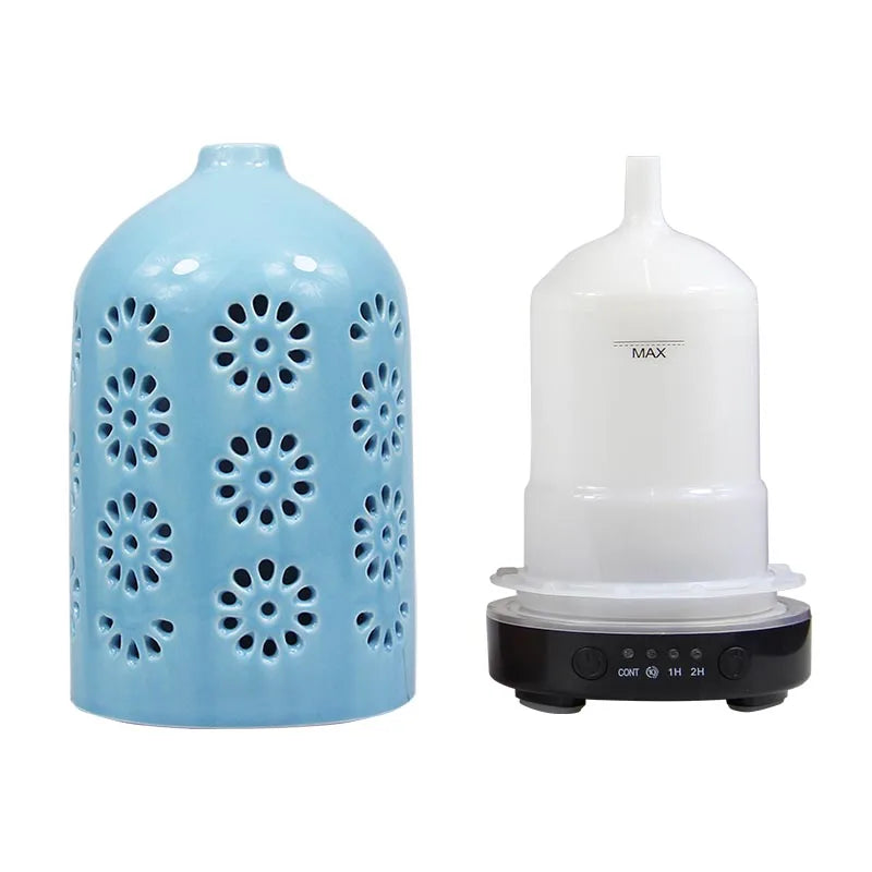 Ceramic Ultrasonic Aroma Diffuser – Timer Function, LED Lights & Essential Oil Diffuser