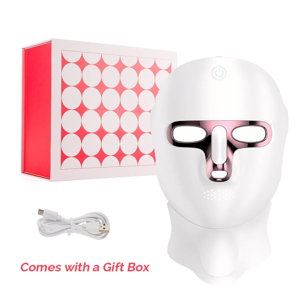 7-Colour LED Face & Neck Photon Mask – Rechargeable Skin Whitening & Tightening