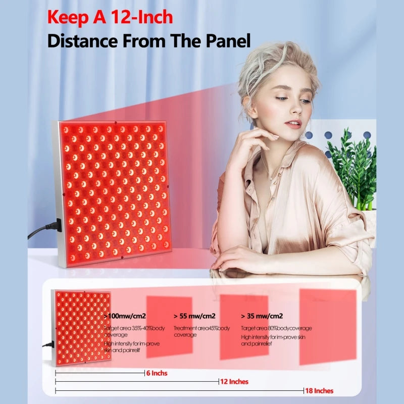 LED Red Light Therapy Panel – 225 LEDs, 660nm & 850nm for Skin & Body Relief