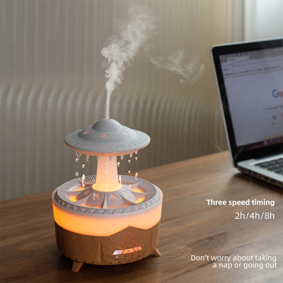 UFO Raindrop Aroma Diffuser – 7 Colour LED, Remote Control & Essential Oil Humidifier