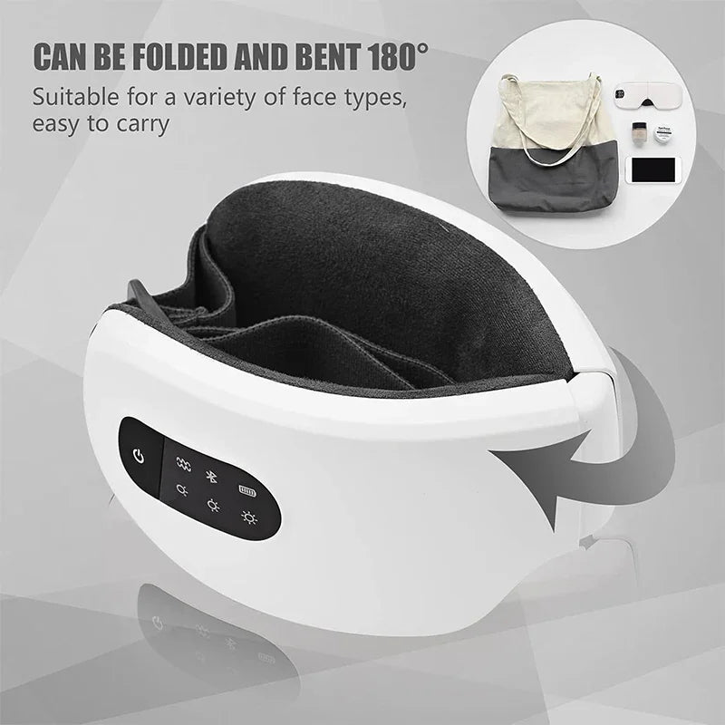 4D Smart Eye Massager – Airbag Vibration, Hot Compress & Bluetooth for Eye Care & Anti-Wrinkle