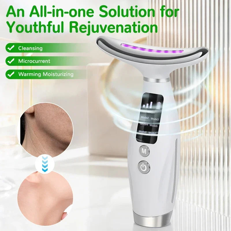EMS Neck & Face Lifter – 7 Modes LED Photon Therapy for Skin Tightening & Double Chin Removal