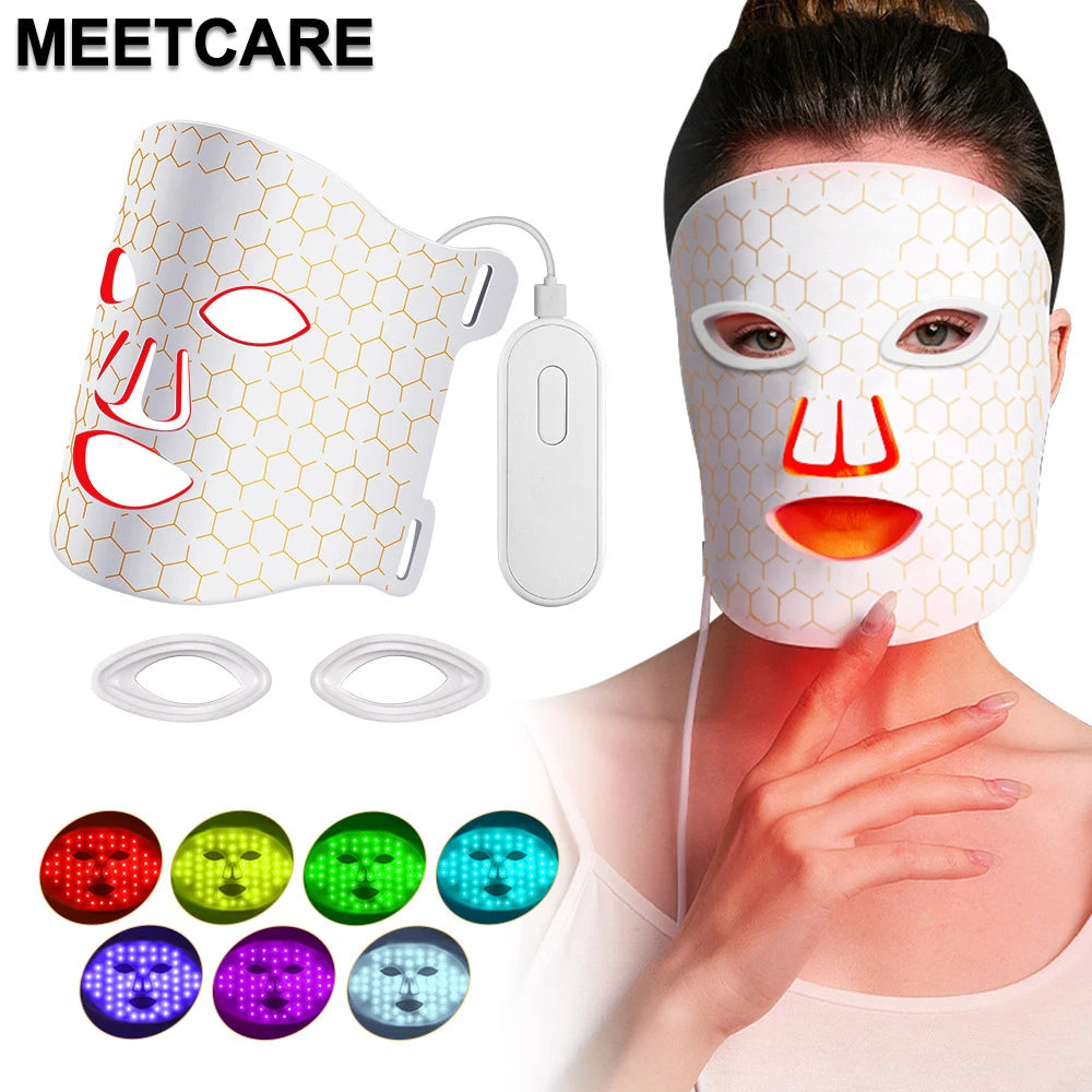 7-Colour LED Facial Mask – Silicone Photon Therapy for Pore Tightening, Whitening & Skin Repair