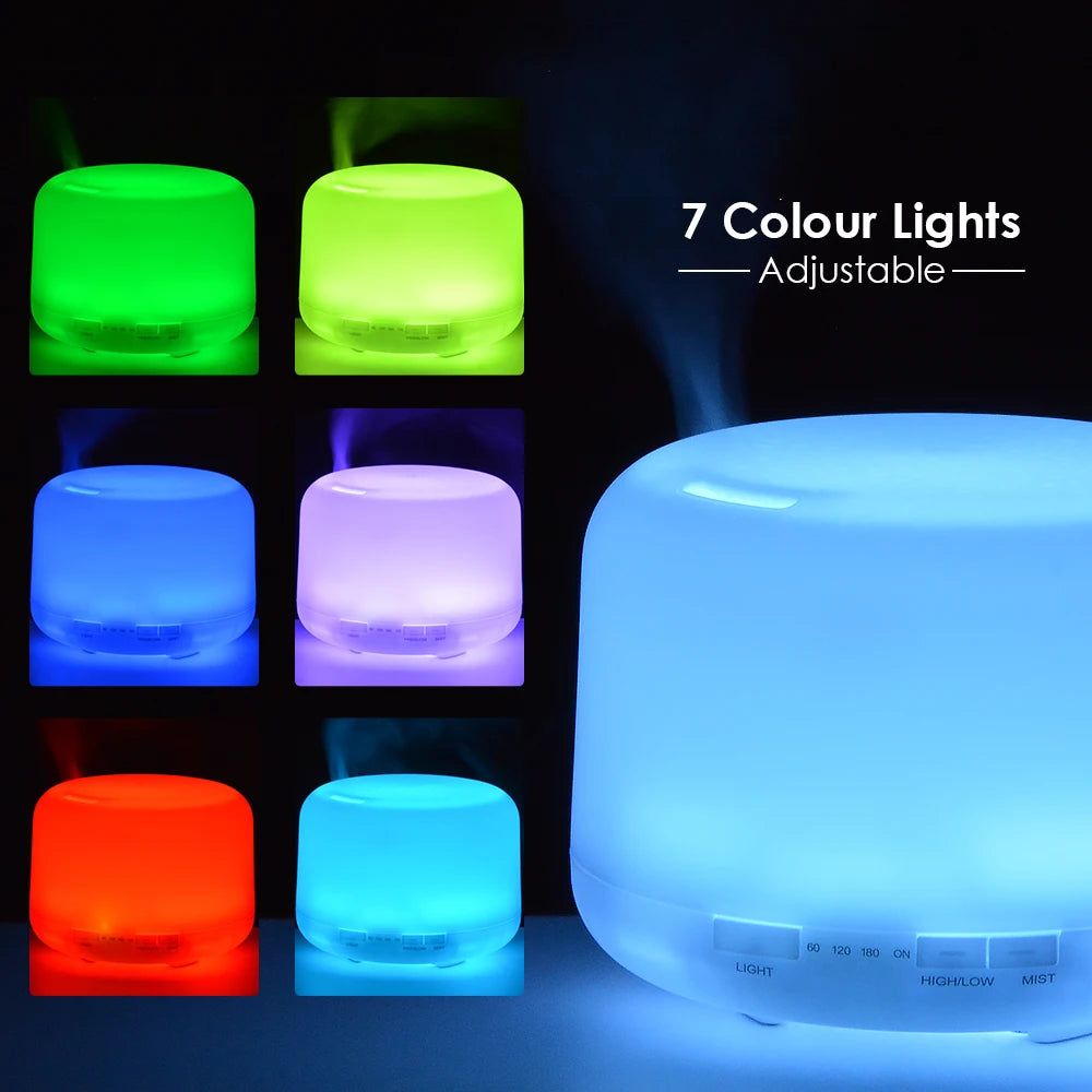 Essential Oil Diffuser & Humidifier – 300ml / 500ml / 1000ml with LED Lights & Remote Control