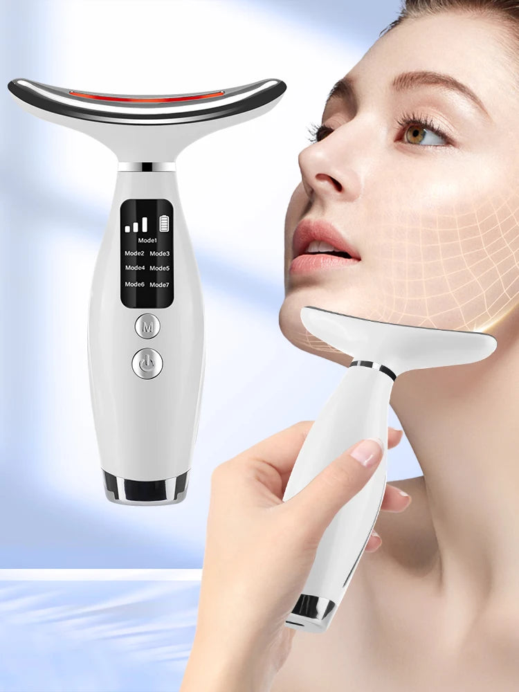 7-Colour Light Neck & Face Beauty Device – Skin Tightening, Double Chin & Anti-Wrinkle