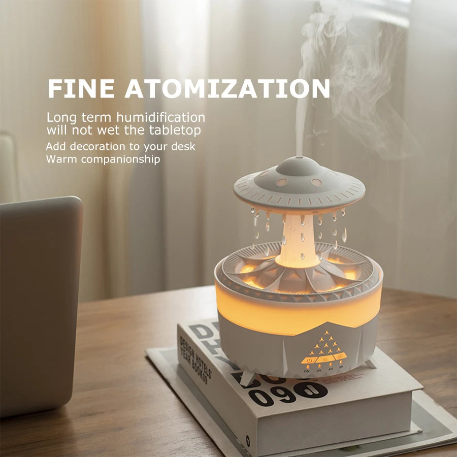 UFO Raindrop Aroma Diffuser – Remote Control, 7 Colour Lights & Essential Oil Humidifier