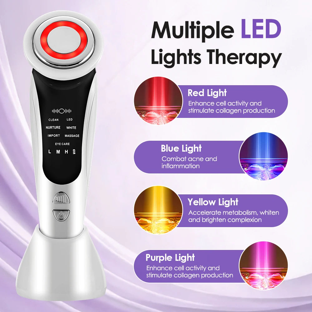 7-in-1 EMS Facial Massager – LED Light, Vibration & Hot Compress for Face Lifting