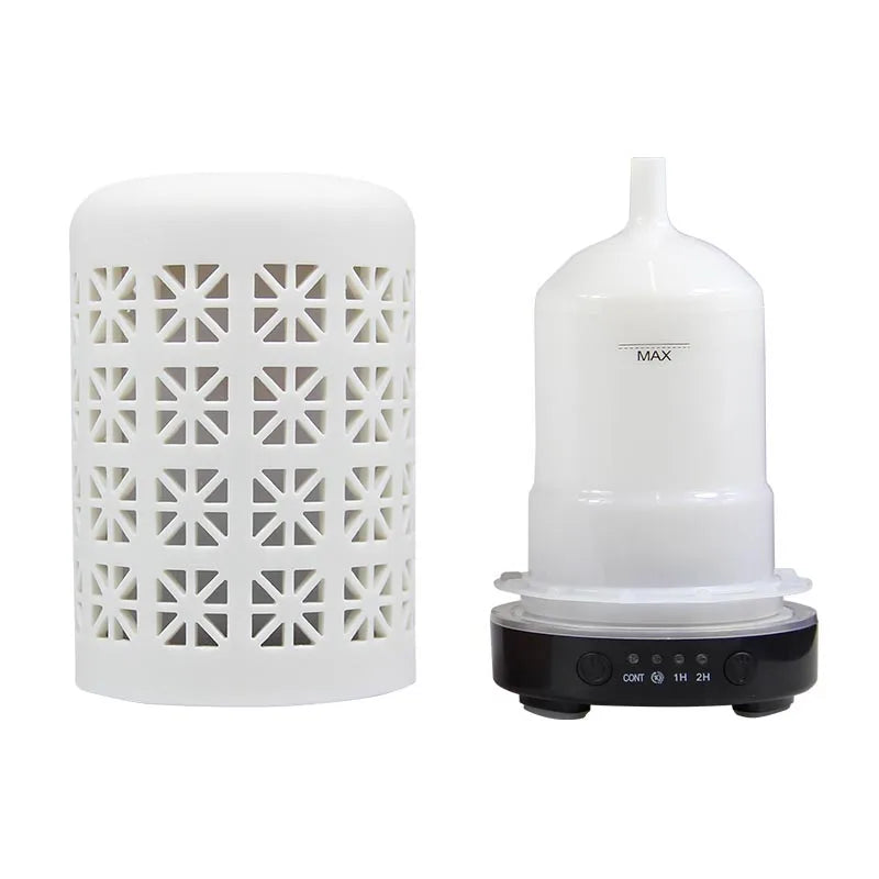 Ceramic Ultrasonic Aroma Diffuser – Timer, LED Lights & Desktop Essential Oil Humidifier