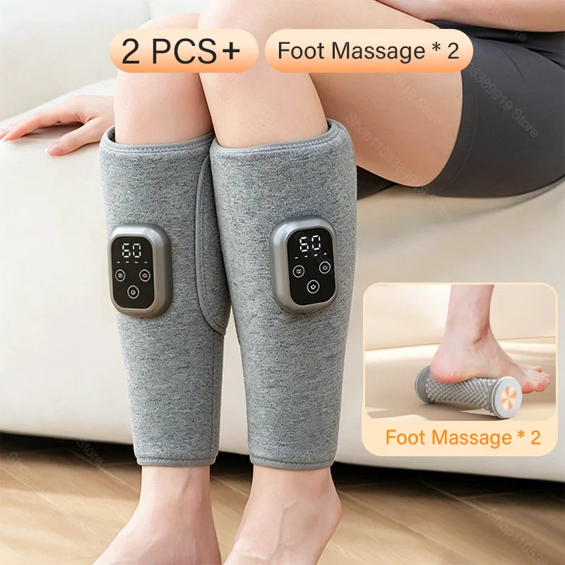 360° Electric Pneumatic Leg Massager Calf Massager Rechargeable 4 Modes Air Compression Leg Massager Hot Compress Leg Massage
