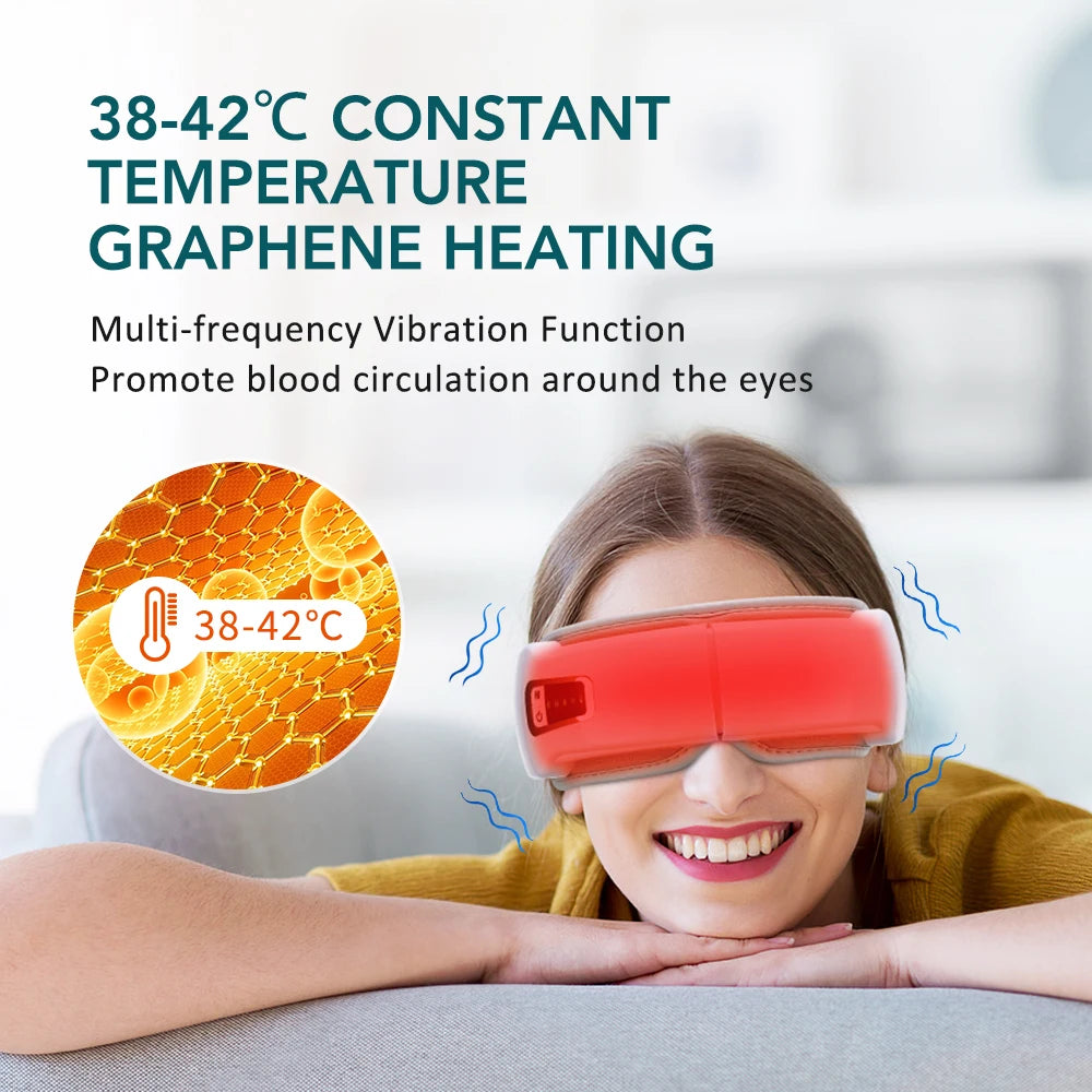 Foldable Eye Massager with Air Pressure, Heat Compress & Bluetooth Music – Smart Eye Care Glasses