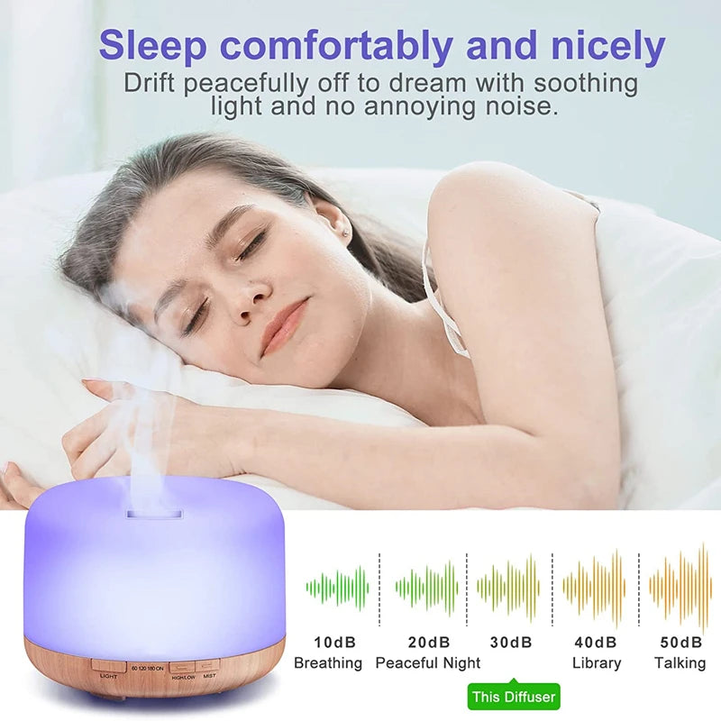 Mini Wood Grain Aroma Diffuser – USB Humidifier with Colourful Night Lights
