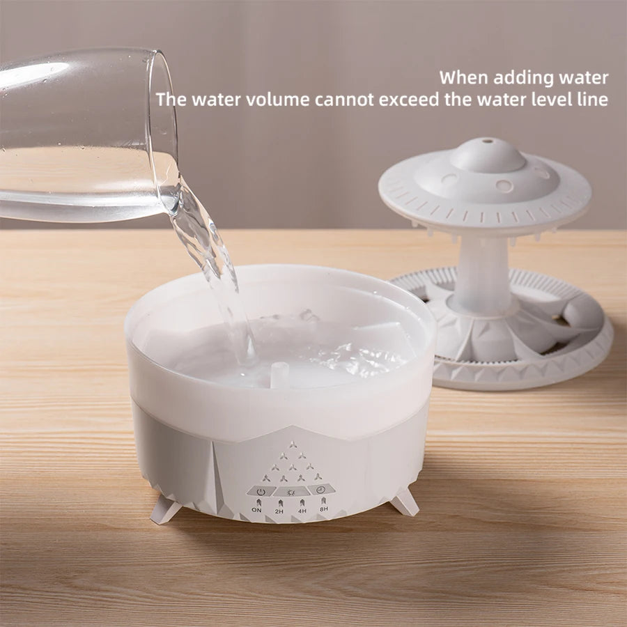 UFO Raindrop Aroma Diffuser – Remote Control, 7 Colour Lights & Essential Oil Humidifier